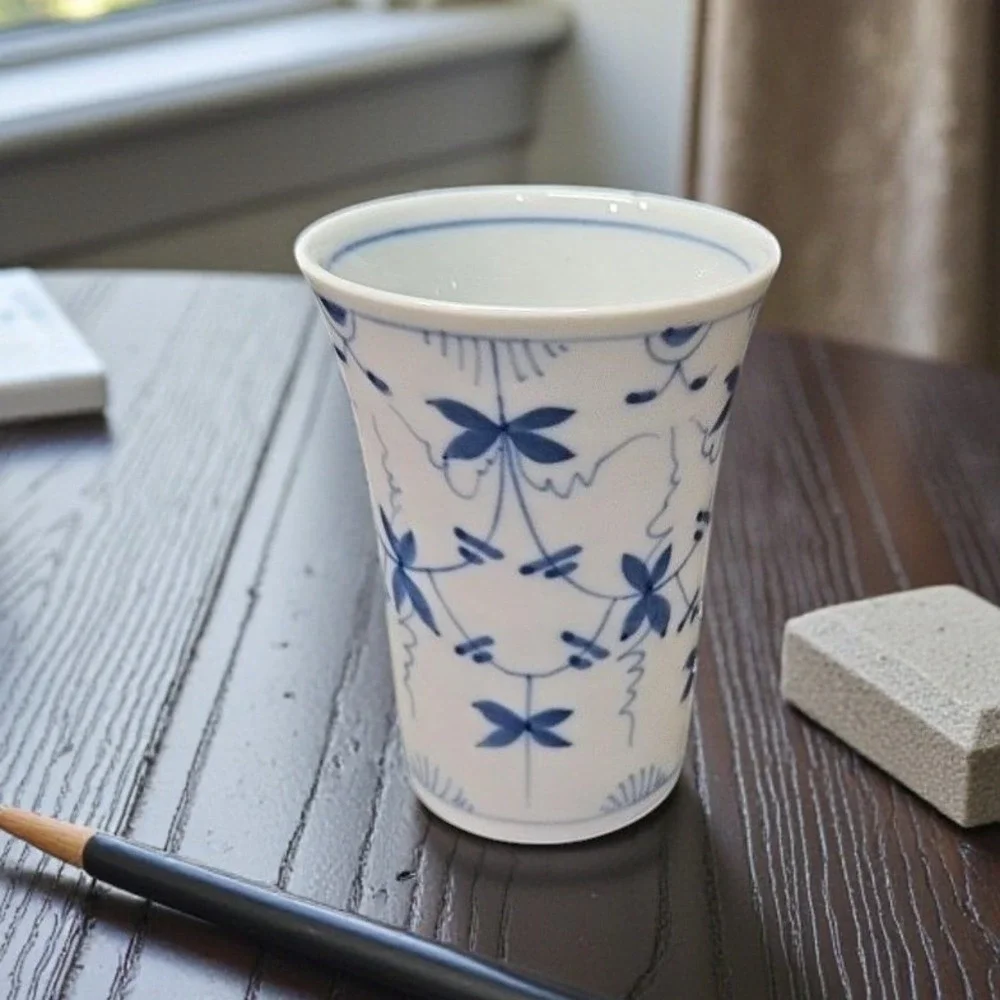 Meissen Style White & Blue‎ Floral Cup, Vintage Pen Holder, Replacement Bud Vase